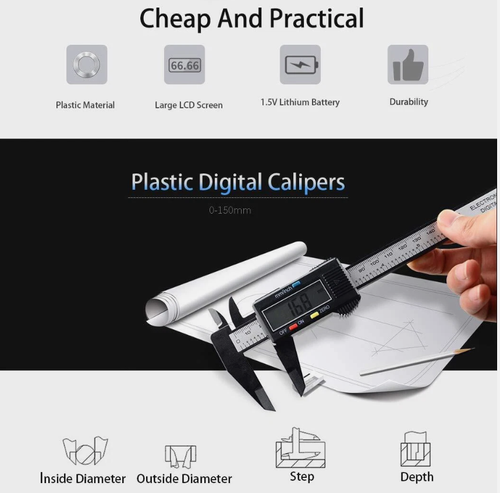 Digital Caliper Measuring Tool w Inch Millimeter Conversion Micrometer Ruler