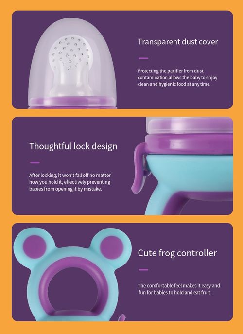 Baby food teething bag, nipple-grade, food-grade silicone, BPA-free, baby teething toy.