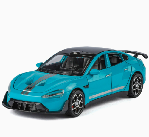 1:32 scale alloy car model, new energy SU7 car, sound and light children's toy car model ornament