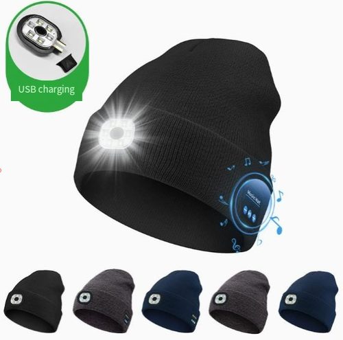 Bluetooth Music Knit Hat with LED Lighting — Luminous Christmas Cap, Outdoor LED-Lit Bluetooth Beanie, New Cross-Border Style: Outdoor Lighting and Music Knit Hat
