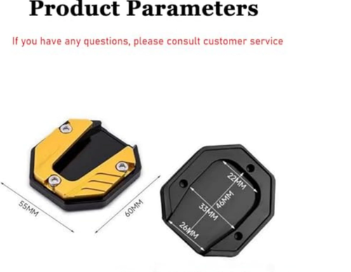 Aluminum Alloy Side Stand Extension Pad,Parking Aid Accessory with Hexagon Wrench