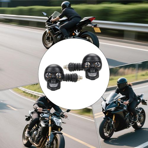 Motorcycle Lights | 12V Skull Motorcycle LED Projector Light Pod, 10mm Screw Accessory Turn Signal Auxiliary Lighting for Scooter Daytime Running Lights