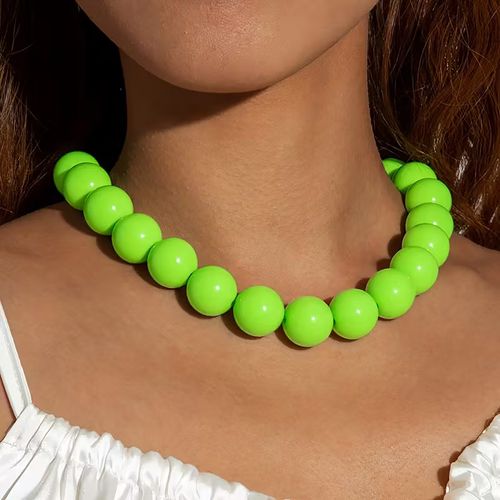 Boho Holiday Party Exaggerated Large Acrylic Candy Beads Necklace