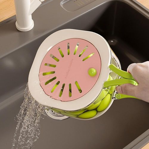 Multifunctional 2-in-1 Double-Layer Kitchen Colander with Lid – Thickened Basket for Washing and Draining Fruits & Vegetables