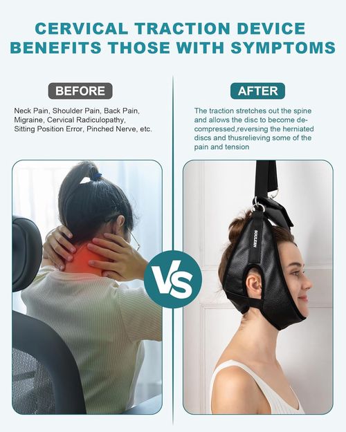 Neck Stretcher Cervical Traction Device for Home Use - Over The Door Cervical Traction Device for Decompression Home Physical Therapy, Portable Neck Traction Device for Neck Pain (with Box)
