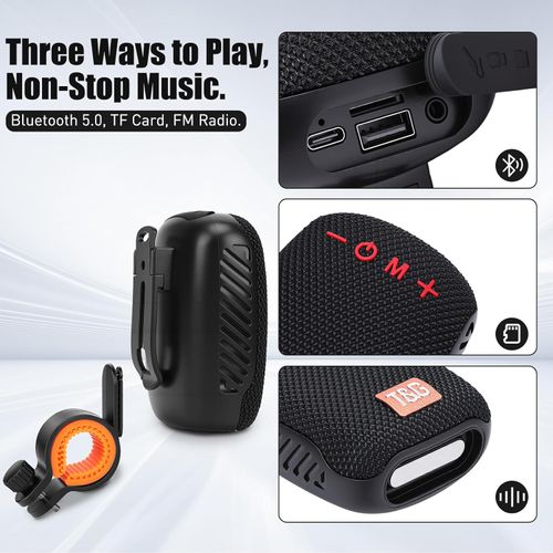 Portable Bluetooth Speaker for Bike, Bluetooth Handlebar Speaker, Dual Pairing, FM Radio, Outdoor Speaker for Riding Bike Hiking Camping