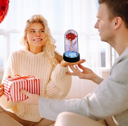 Valentines Day Glass Rose Eternal Rose Gifts for Women Birthday Gifts for Mom Light Up Rose In Glass Dome Eternal Rose Flower Gifts Valentines Day Rose Gifts for Her Valentines Day Gifts