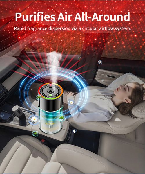 Starry Sky Smart Car Diffuser — Naturally Fragrant Mist Starry Sky Car Diffuser — Intelligent Spray for Long-Lasting Scent Atmospheric Starry Sky Car Diffuser — Light Luxury Odor Elimination Smart Atomizing Diffuser — Natural Freshness in Your Car, All Day Long