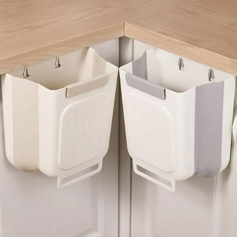 Foldable Household Trash Can – Hanging Waste Bin for Kitchen Cabinet Doors – Creative, Thickened, and Sturdy Design