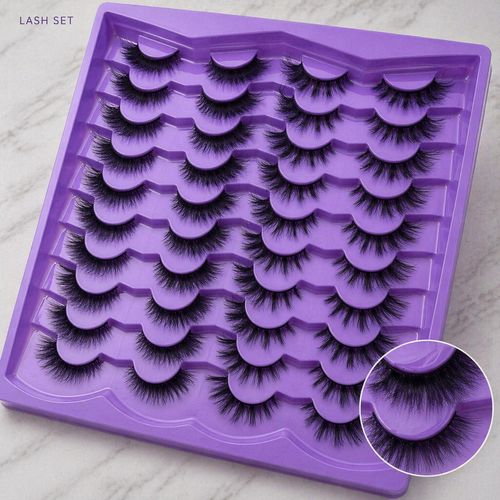 20-Pair Pack: Natural, Voluminous, Realistic Eyelashes (Western Style)