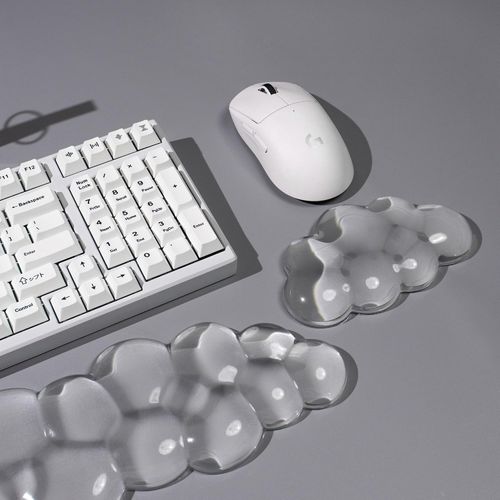 Clear Gel Wrist Rest for Keyboard and Mouse, White Cloud Keyboard Wrist Rest Set