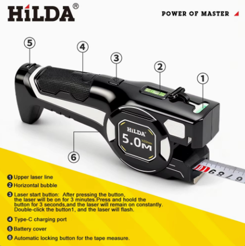 2-in-1 laser rangefinder, laser measuring tape, infrared rangefinder, steel measuring tape, indoor measuring instrument, crosshair for decoration.