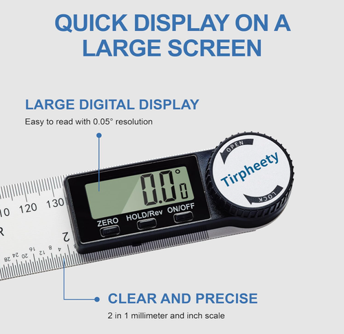 Digital Angle Finder Protractor, 7-Inch (200mm) Measuring Tool