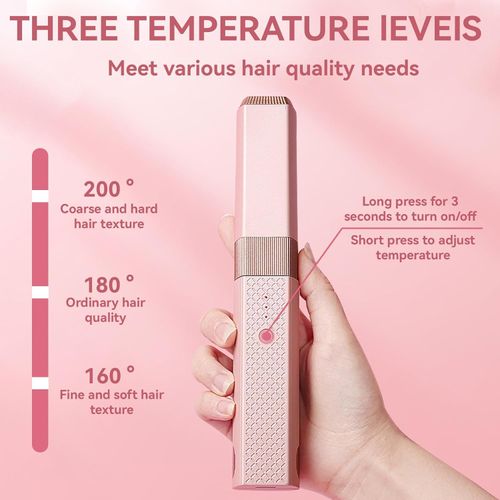 Hair Straightener Flat Iron, Cordless Quickly Heating Rollers Hair Curlers Hair Curling Iron Hot Tools Flat Iron for Girls Women(Pink)