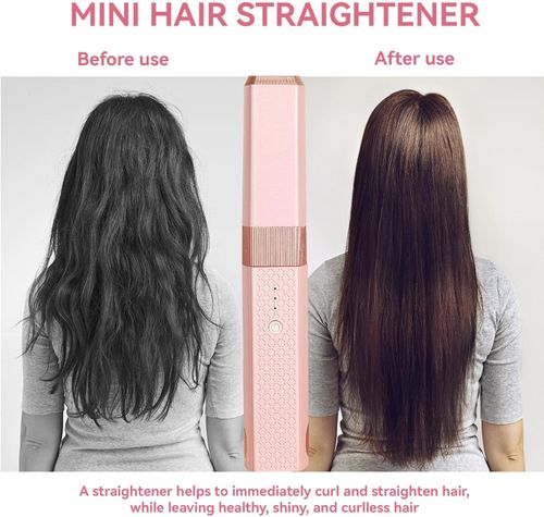 Hair Straightener Flat Iron, Cordless Quickly Heating Rollers Hair Curlers Hair Curling Iron Hot Tools Flat Iron for Girls Women(Pink)