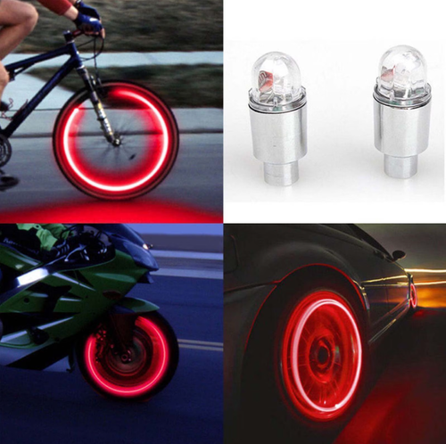 4pcs Bike Car Motorcycle Wheel Tire Tyre Valve Cap Flash LED Light Spoke Lamp Car Stem Cap