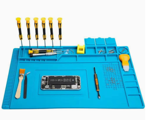 TE-501 Silicone Heat Insulation Soldering Pad for Mobile Phone and Computer Repair, High Temperature Resistant Thickened Magnetic IC Working Pad