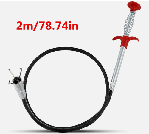 2Pcs Sewer Pipe Dredger Drain Clog Removal Tool 4 Claws Design Extra-Long Flexible Bendable Sewer Dredging Device Cleaning Tool