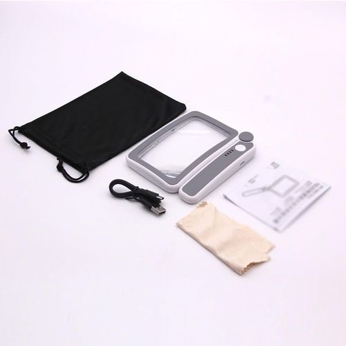 Handheld Charging Foldable Power Display LED Light Reading Newspaper Magnifying Glass(Gray)