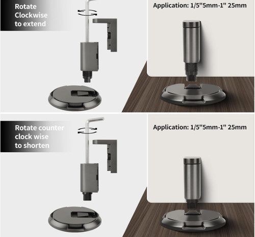 Mechanical Door Stopper, Upgrade with Removable Design, Adjustable Height for Door Gaps, Windproof, Easy Installation with Adhesive Pads or Screws, Matte Brown Bronze