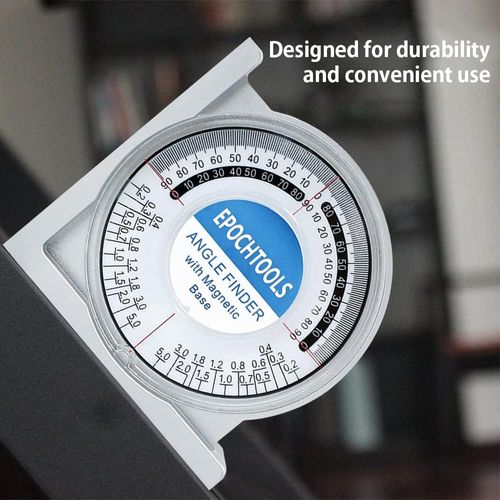 Magnetic Angle Finder,Magnetic Angle Finder Locator Mini Inclinometer Measurement Tool Protractor Tilt Level Meter Dual Level Bubble Back Comparison Table, Silver