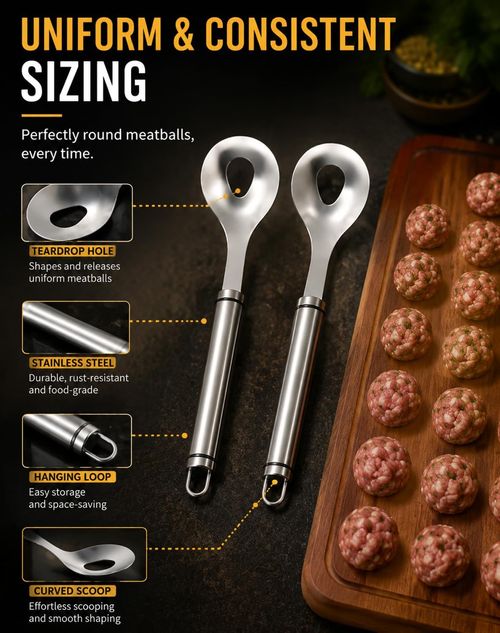 304 Stainless Steel Meatball Scoop – Manual Squeeze-Action Tool for Making Meatballs and Fish Balls