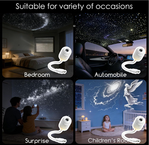 2-In-1 Galaxy Projector Night Light, Usb Starry Sky Projector With 360° Adjustable Gooseneck, 12 Projection Films, Portable Led Lamp For Bedroom, Ceiling, Car, Room Decor (with 12 Films)