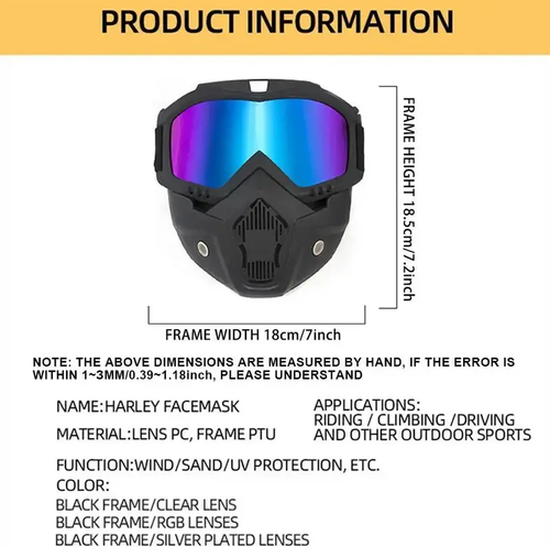 Motorcycle Goggles Mask, Dirt Bike Goggles, Full Face Windproof Riding Mask with Breathable Vent Design, Adjustable Strap Moto Goggles, Viral Off-Road Biker Gear, Motocross Gear for Adults, Motorbike Protective Gear.
