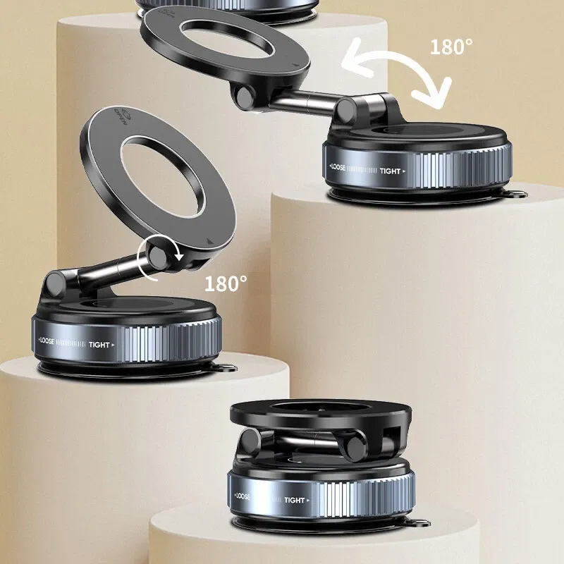 Upgraded 360° Nano Gel Vacuum Magnetic Phone Holder, Car Phone Holder for Magsafe, Suction Cup Phone Mount for Car