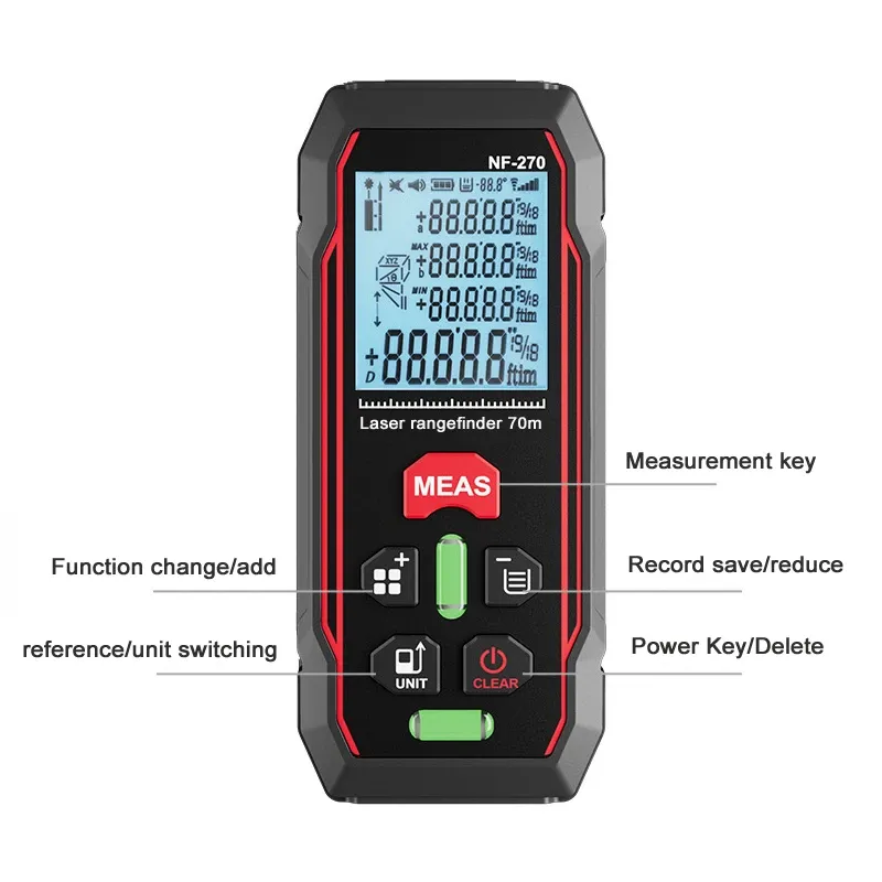 Laser Measure 230ft 70M Digital Laser Distance Meter 2 Bubble Levels laser ruler