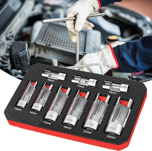 Socket Set for O2 Oxygen Sensors 9 Pieces Socket Set for O2 Sensors Sensor Removal Tool Wrench for Oxygen Sensors 10-22mm