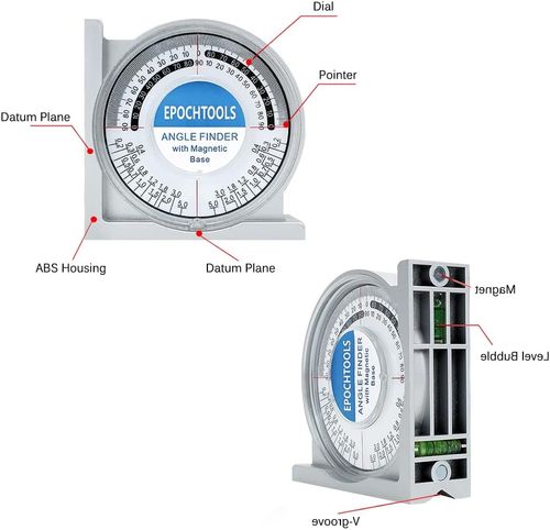 Magnetic Angle Finder,Magnetic Angle Finder Locator Mini Inclinometer Measurement Tool Protractor Tilt Level Meter Dual Level Bubble Back Comparison Table, Silver