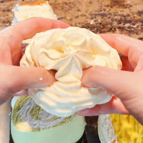 Cream Roll Squeeze Slow-Rising Ornament, Handmade Silicone Stress Relief Accessory, Sticky Squishy Fidget Piece for Relaxation & Display