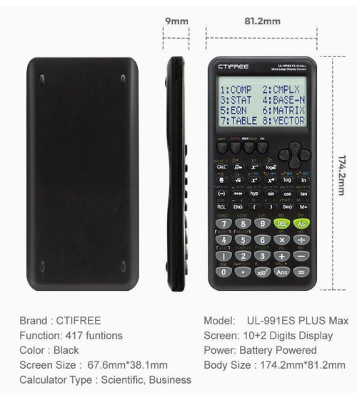 991esplus2nd Scientific Calculator, Function Calculator, Student Exam 417 Functions