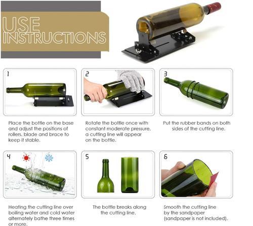 Glass Bottle Cutter, Round Square Glass Bottle Cutting Tool Set with Safety Gloves & Accessories, DIY Glass Cutter for Bottles, Wine Glass Bottle Cutter Tool for Crafts DIY Project