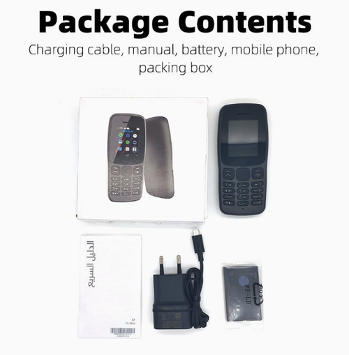 N106 Low-cost, candy-bar style GSM 2G feature phone with physical keypad—suitable for seniors or as a backup phone for students.