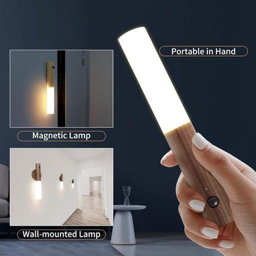 Night Light Motion Sensor, for Kids Toddler Baby Nursery, Magnetic Rechargeable LED Wall Lamp, Portable Wooden Wall Sconce, Battery USB Touch, for Bedrooms Corridors Stairs Bathroom