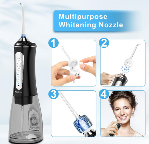 Water Dental Flosser for Teeth Cleaning,Cordless Water Teeth Cleaner Picks,Portable & Rechargeable Oral Irrigator with 5 Modes,IPX7 Waterproof Powerful Battery for Home Travel-Black