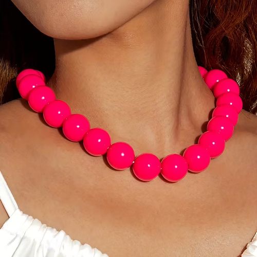 Boho Holiday Party Exaggerated Large Acrylic Candy Beads Necklace