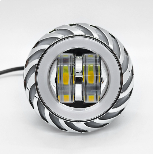 Motorcycle and electric vehicle LED angel eye and demon eye headlights, super bright yellow and white strobe headlights, built-in spotlights, modified motorcycle and electric vehicle LED angel eye headlights, built-in demon eye headlights, yellow and white dual-color strobe headlights, super bright LED angel eye and demon eye headlights, universal for motorcycles and electric vehicles, built-in headlight modification accessories.
