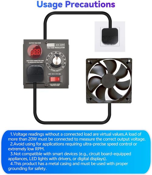 Voltage Controller AC   Variable Speed Controller Fit for Router Fan Electric Motor Rheostat Black