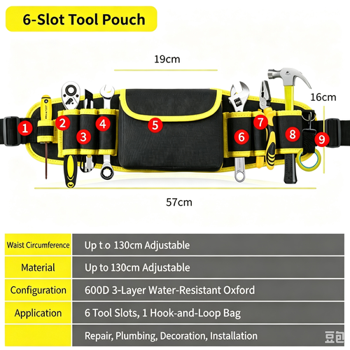 Electrician's Tool Belt and Hardware Pouch