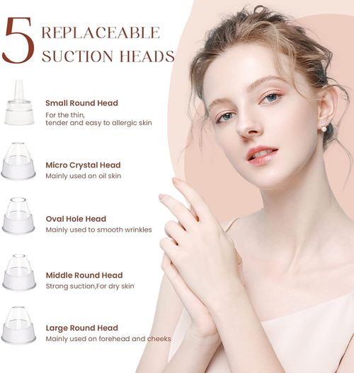 2026 Pore Vacuum, USB Rechargeable Blackhead Remover Vacuum,3 Levels Adjustable Pore Vacuum Blackhead Remover, with 5 Suction Power,Face Vacuum Pore Cleanser for Women & Men-White