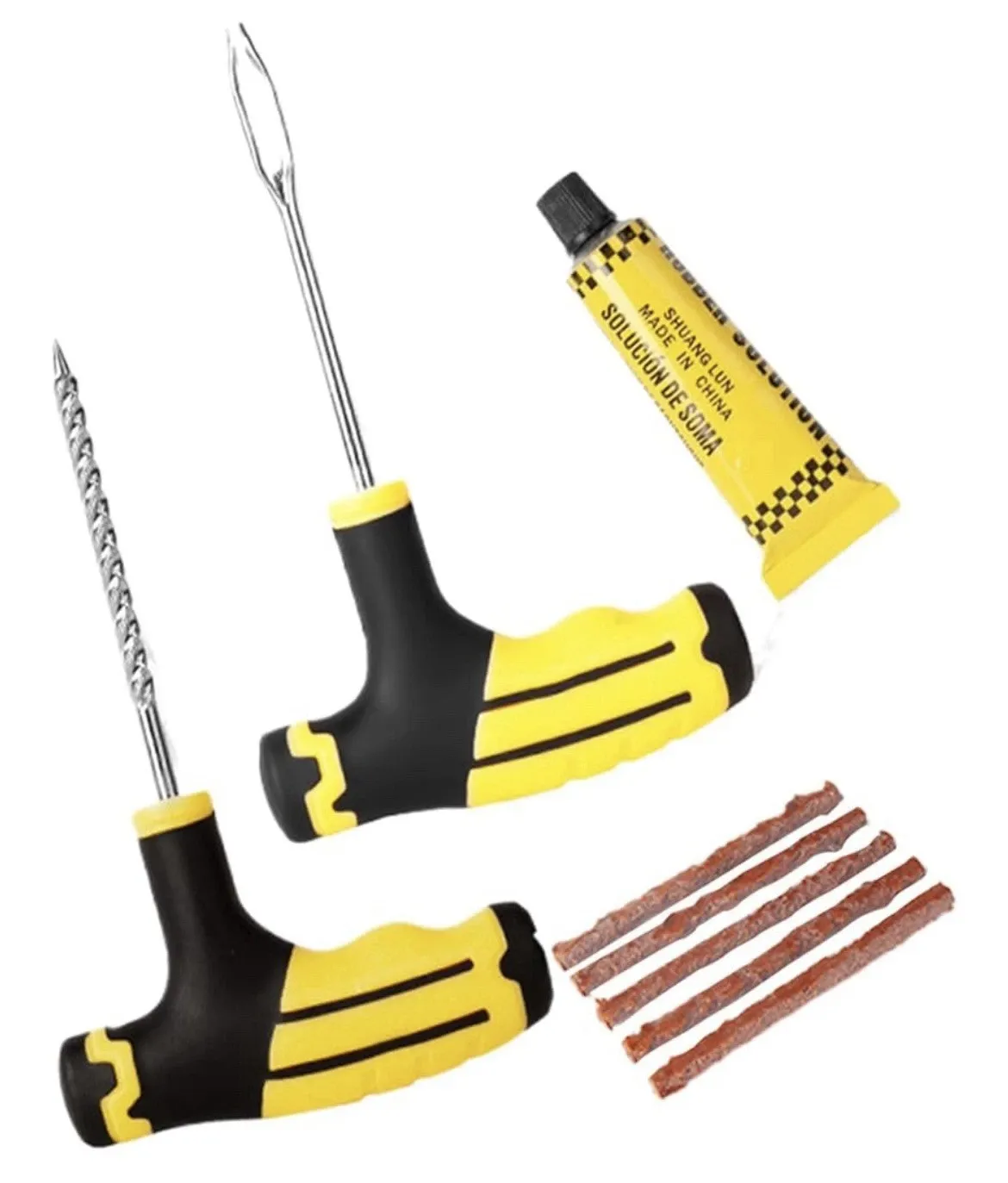 Heavy Duty Tire Repair Kit With Tire Plugs, Tools And Patching Rubber