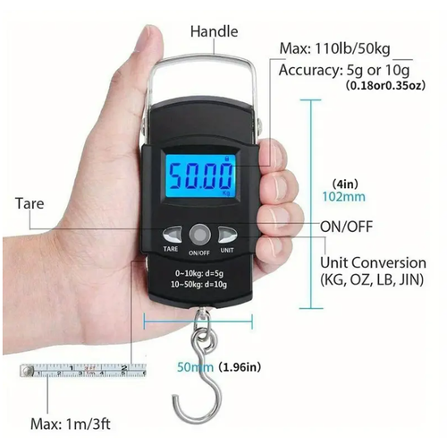 Portable Luggage Scale Electronic Weighing Digital Scale Fishing Hanging Hook Scale Tool Fishing