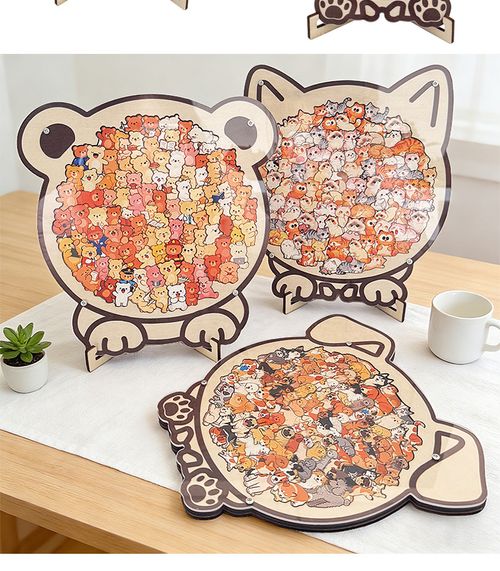 Cartoon Cat Wooden Jigsaw Puzzle – Educational & Stress-Relieving Puzzle for Kids and Adults (Cat-Themed)