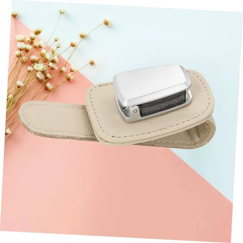 Multi-Function Car Glasses Holder Clip for Sun Visor Pu and Sunglasses Bracket Easy Install Beige Storage for Eyewear