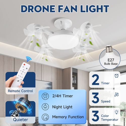 Ceiling Fan With Light And Remote, Small LED Ceiling Fan Dimmable LED Fans Light Ceilings With Three-speed Wind For Bedroom Living Room