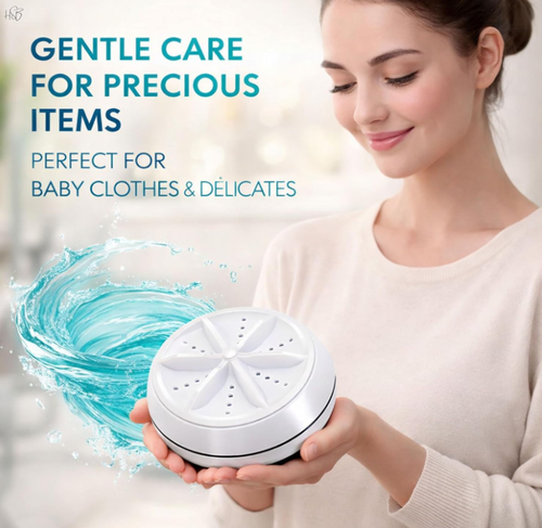 Portable Mini Washing Machine with High-Frequency Turbine, USB Powered Compact Clothes Washer for Baby Clothes, Underwear, Socks & Delicate Laundry, Low Noise Portable Washer for Travel