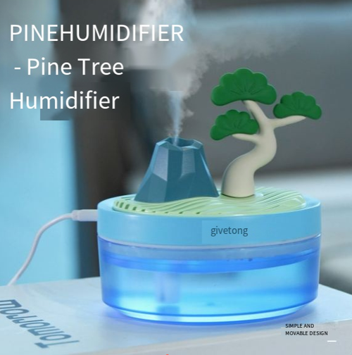 Landscape Green Plant Air Humidifier, Desktop USB Seven-Color Ambient Spray Aroma Diffuser, Car and Home Silent Mini Desktop Plant Humidifier, Seven-Color Night Light Spray Hydration Device, Car Aroma Diffuser, Creative Small Gift